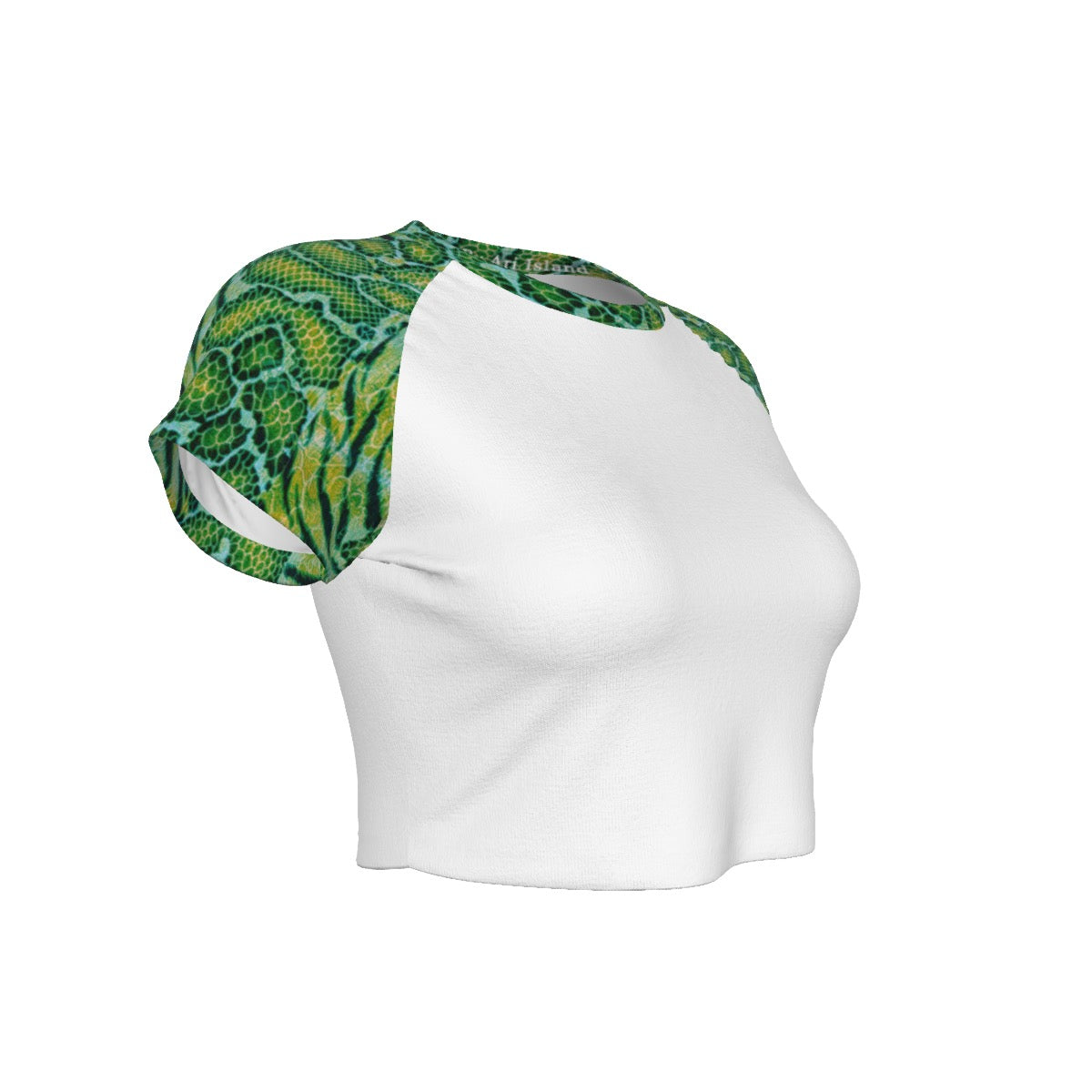 X-Pro Tiger Skin-Design Raglan Copped Tee (Dark Green)