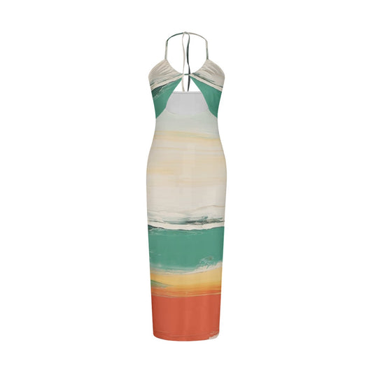 Sexy Rasta Stripes Hollow Cami Dress