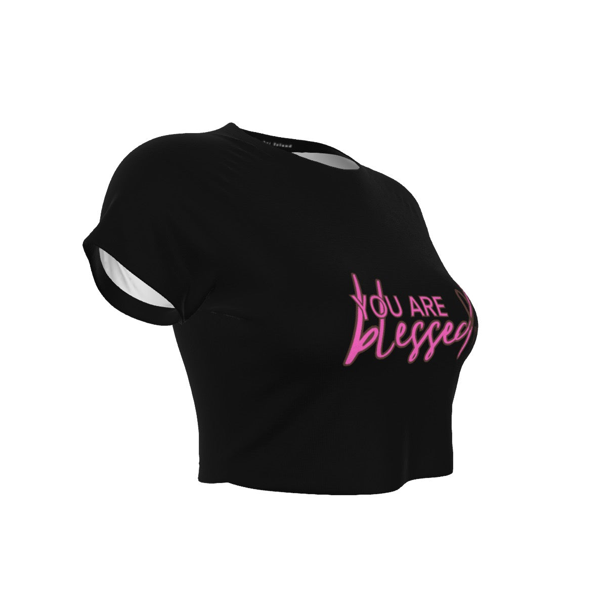 You’re Blessed Cropped Raglan Tee – Limited Edition (Black Shirt with Pink/Brown Design)