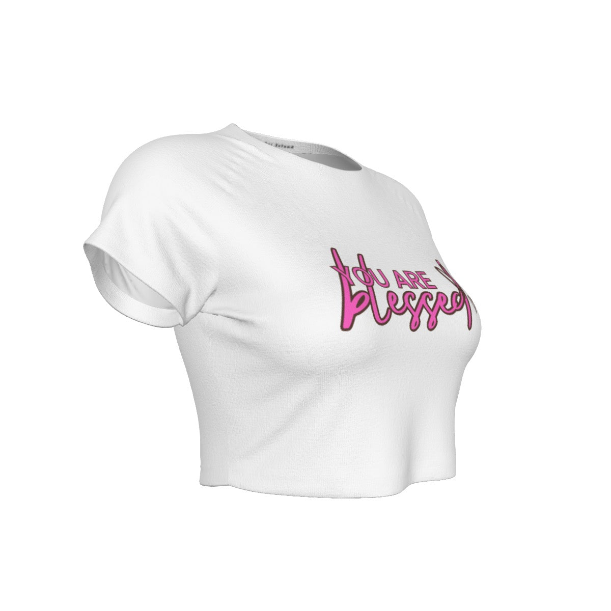 You’re Blessed Cropped Raglan Tee – Limited Edition (White Shirt with Pink Design)