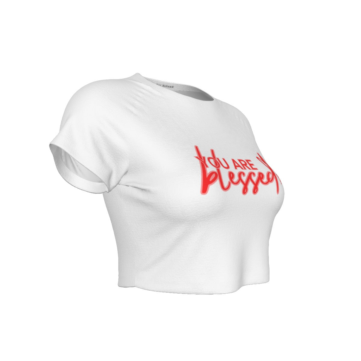 You’re Blessed Cropped Raglan Tee – Limited Edition (White Shirt with Red Design)