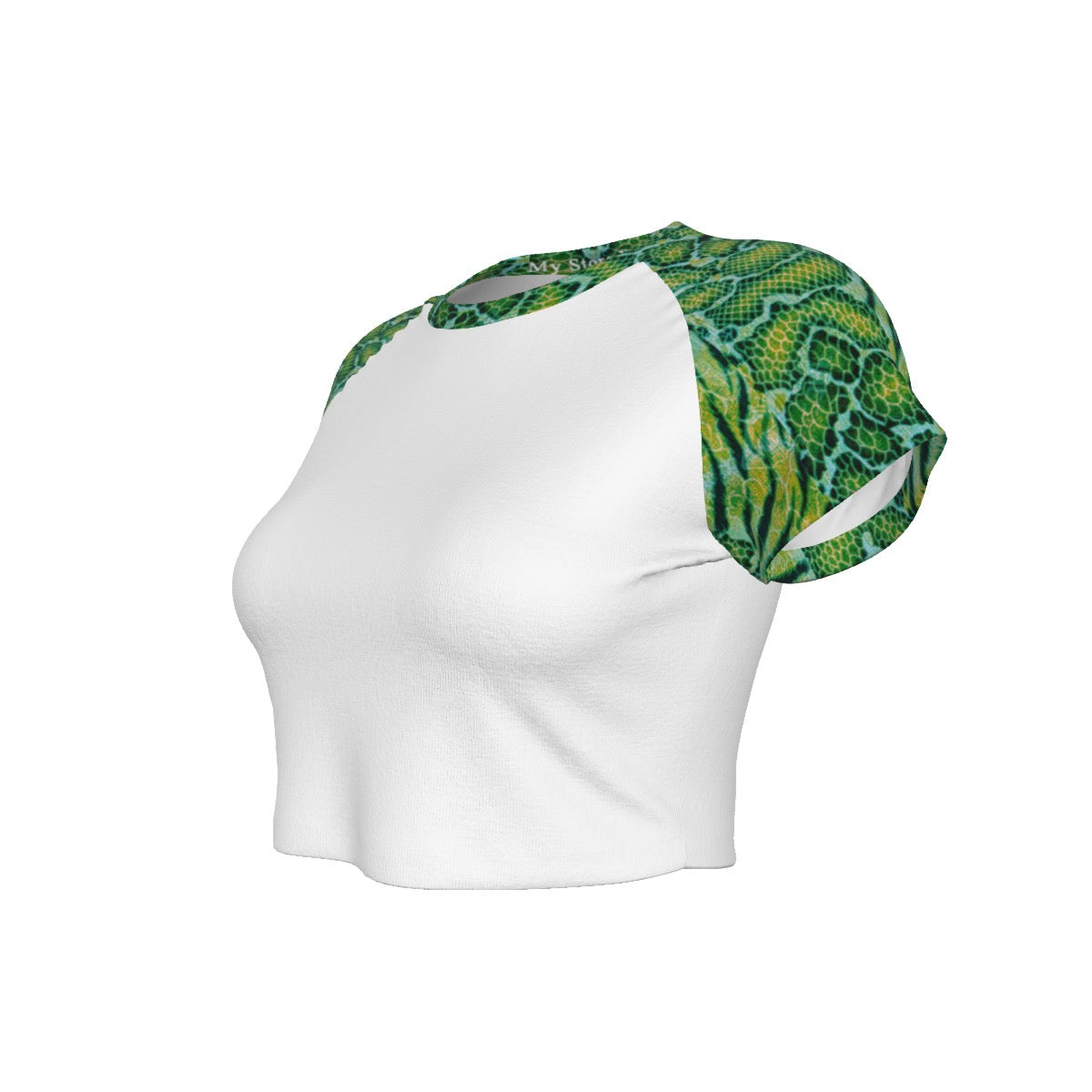 X-Pro Tiger Skin-Design Raglan Copped Tee (Dark Green)