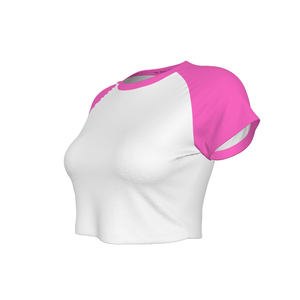 Pink & White MSAI Raglan Cropped T-Shirt – Sporty, Stylish & Breathable