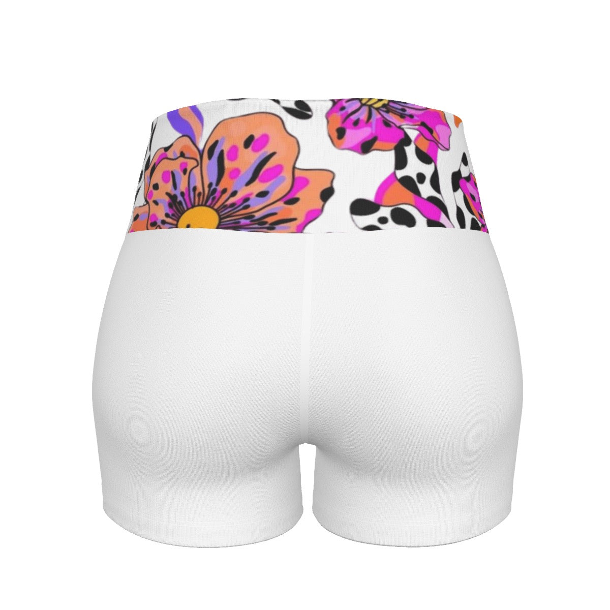 Floral Bliss – Pink, Purple & Orange Ultra-Short Yoga Shorts