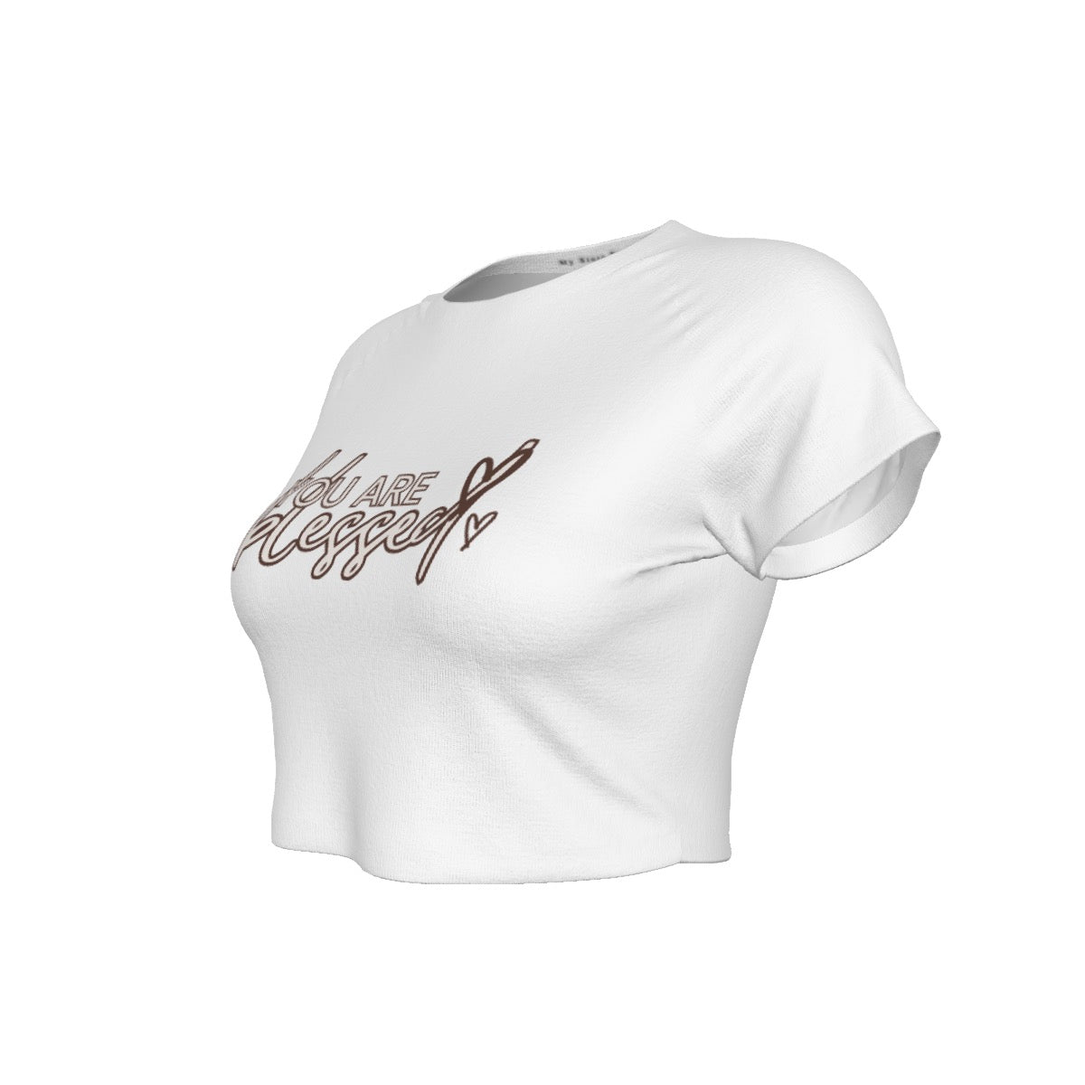 You’re Blessed Cropped Raglan Tee – Limited Edition (White Shirt with Brown Design)