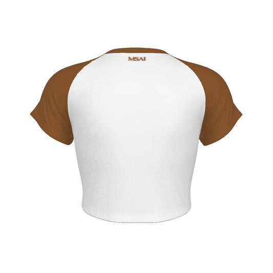 Brown MSAI Raglan Cropped T-Shirt