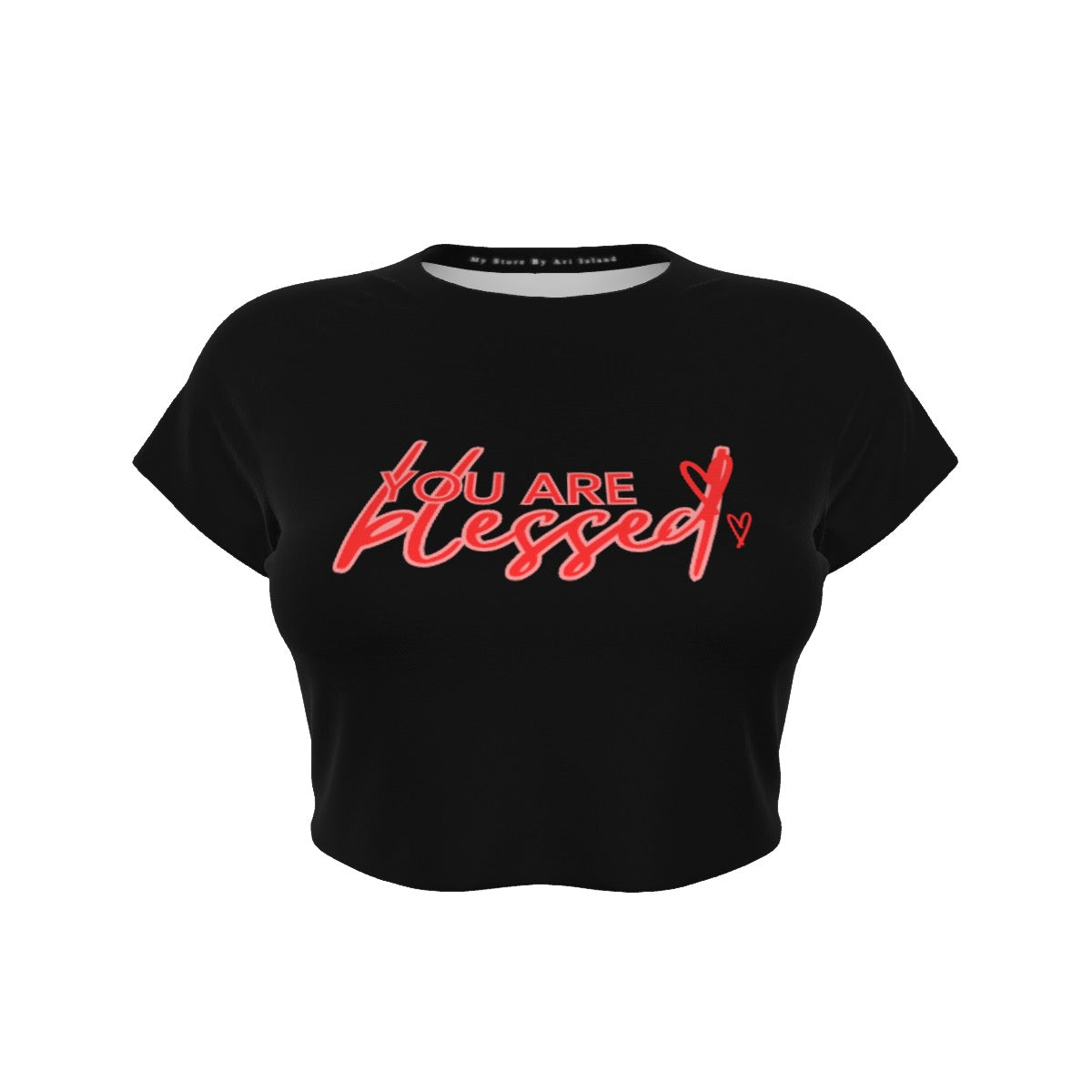 You’re Blessed Cropped Raglan Tee – Limited Edition (Black Shirt with Red Design)