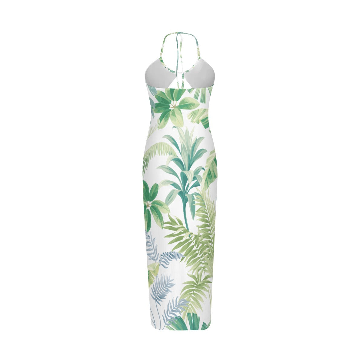 Sexy Green Palm & Leaf Hollow Cami Dress