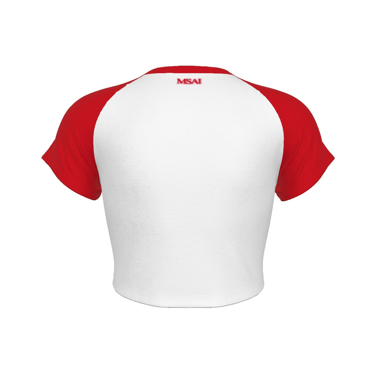 White & Red MSAI Raglan Cropped T-shirt