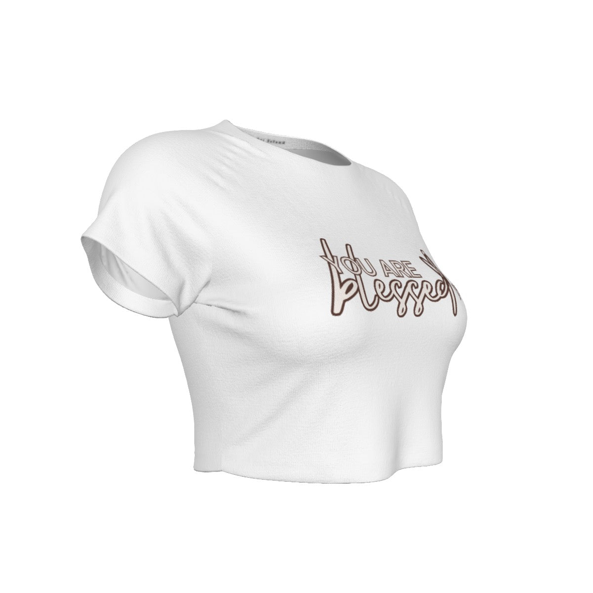 You’re Blessed Cropped Raglan Tee – Limited Edition (White Shirt with Brown Design)