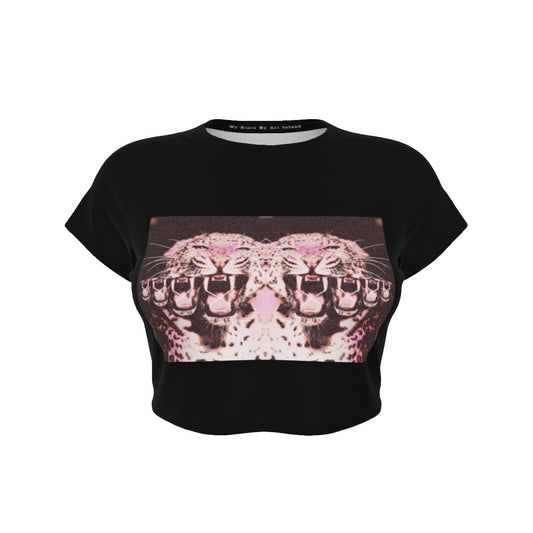 Fierce Roar Black Raglan Cropped T-shirt