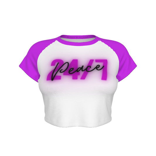 Peace 24/7 Raglan Cropped T-shirt – Purple