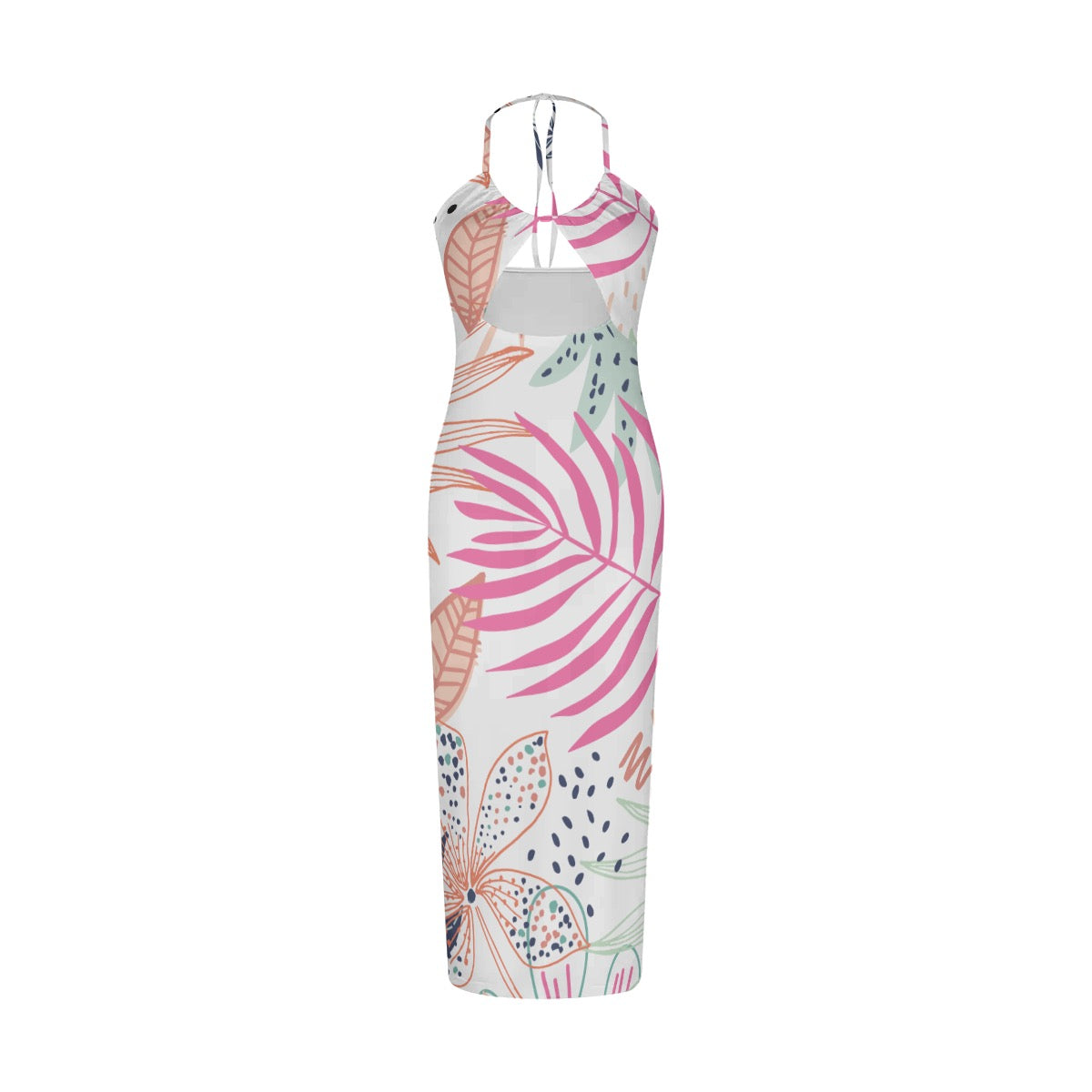 Sexy Pink Leaf & Flower Hollow Cami Dress