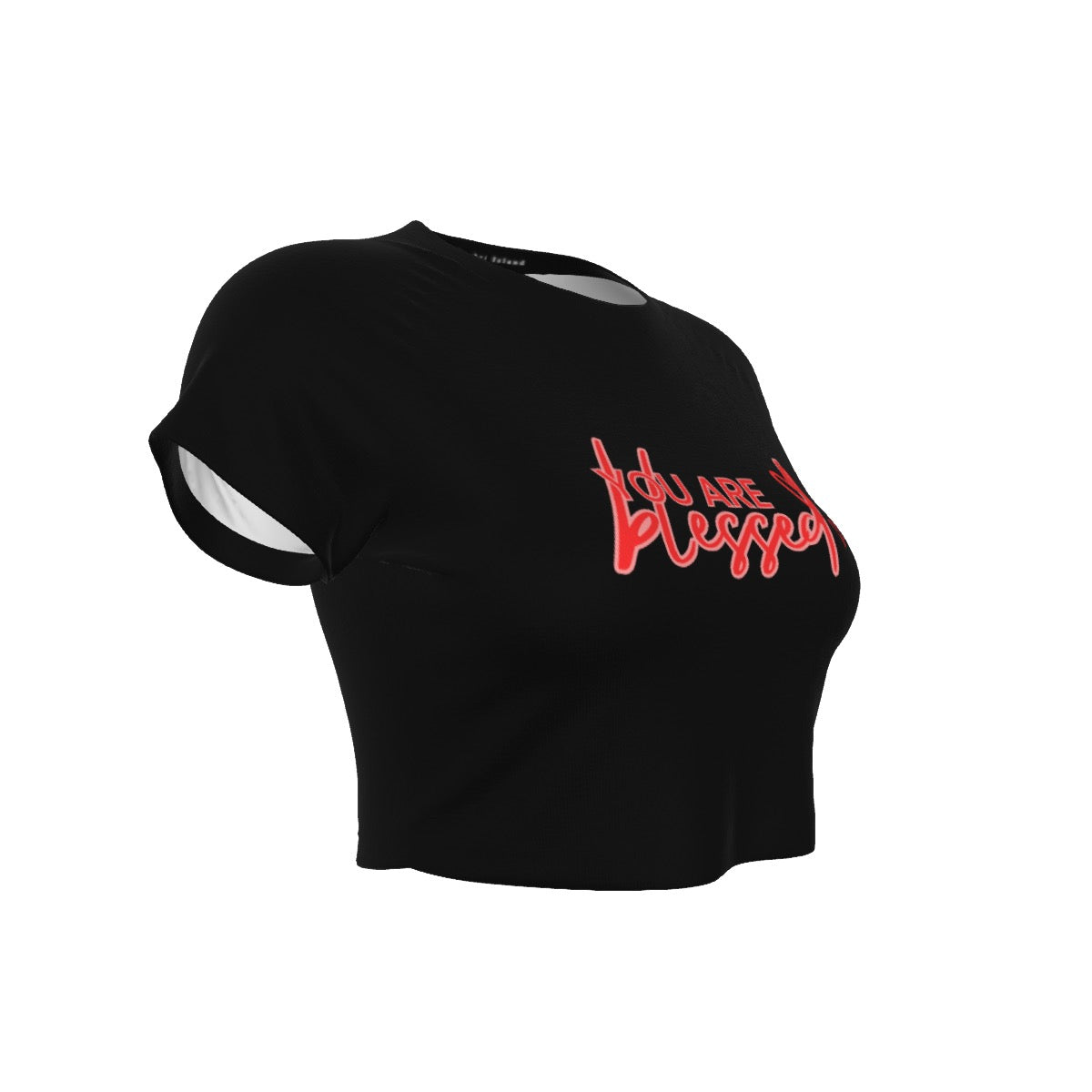 You’re Blessed Cropped Raglan Tee – Limited Edition (Black Shirt with Red Design)