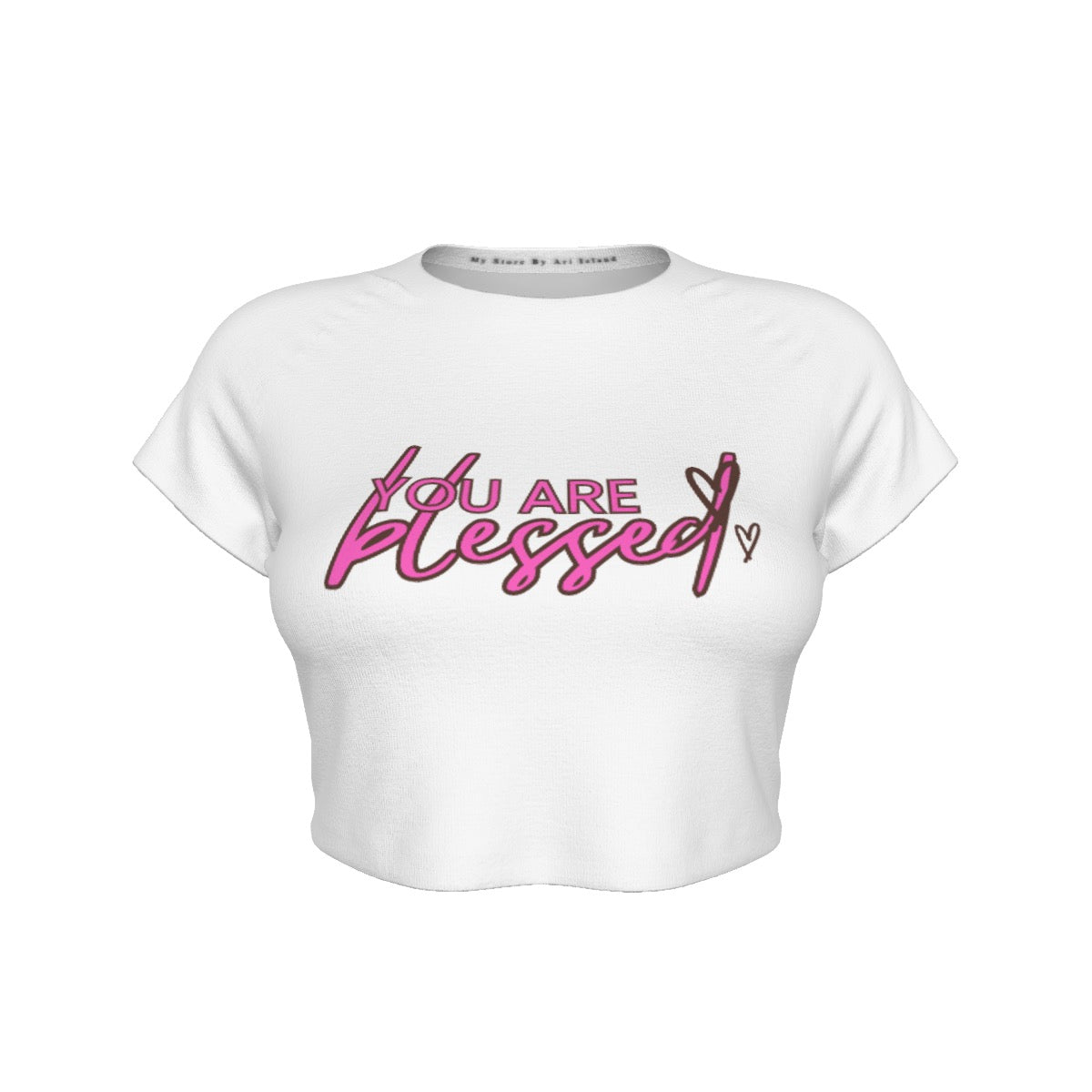 You’re Blessed Cropped Raglan Tee – Limited Edition (White Shirt with Pink Design)