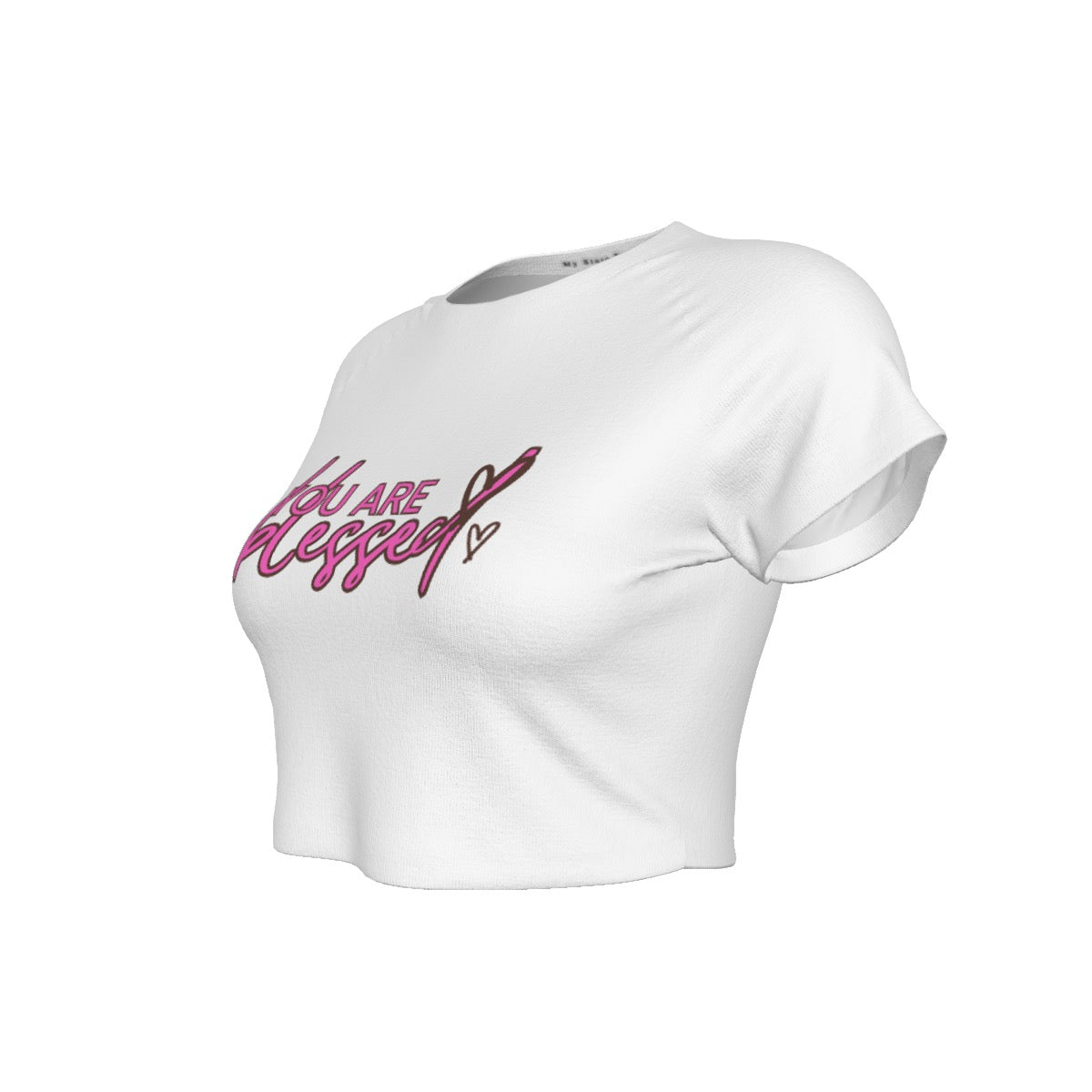 You’re Blessed Cropped Raglan Tee – Limited Edition (White Shirt with Pink Design)