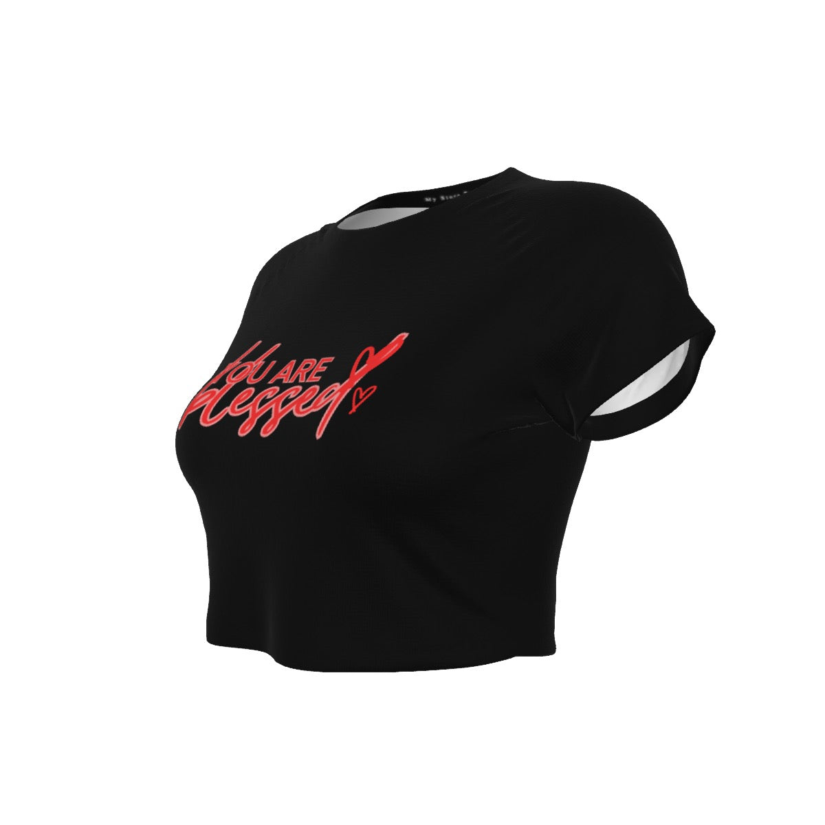 You’re Blessed Cropped Raglan Tee – Limited Edition (Black Shirt with Red Design)