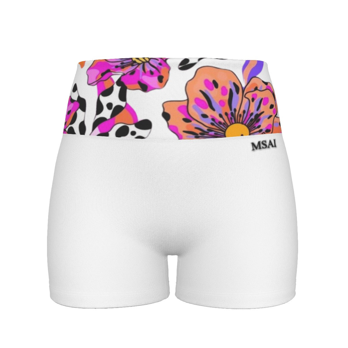 Floral Bliss – Pink, Purple & Orange Ultra-Short Yoga Shorts