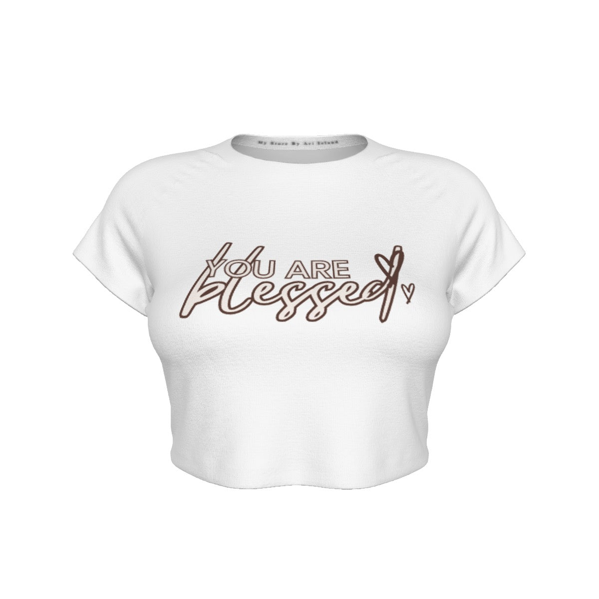 You’re Blessed Cropped Raglan Tee – Limited Edition (White Shirt with Brown Design)