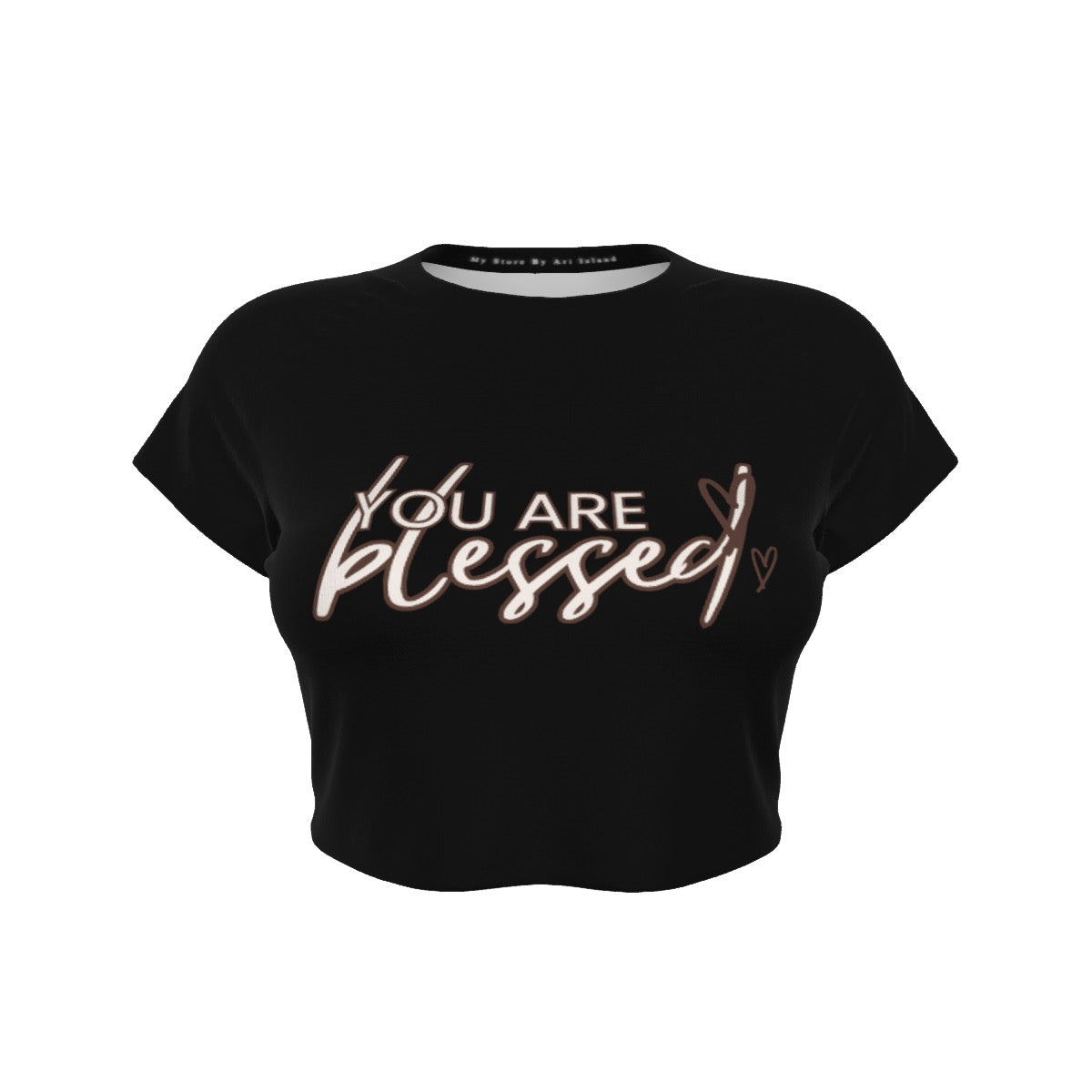 You’re Blessed Cropped Raglan Tee - Limited Edition (Black Shirt with White/Brown Design)