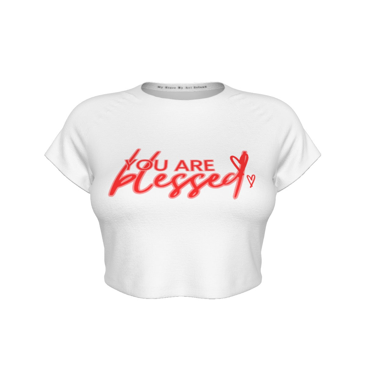 You’re Blessed Cropped Raglan Tee – Limited Edition (White Shirt with Red Design)