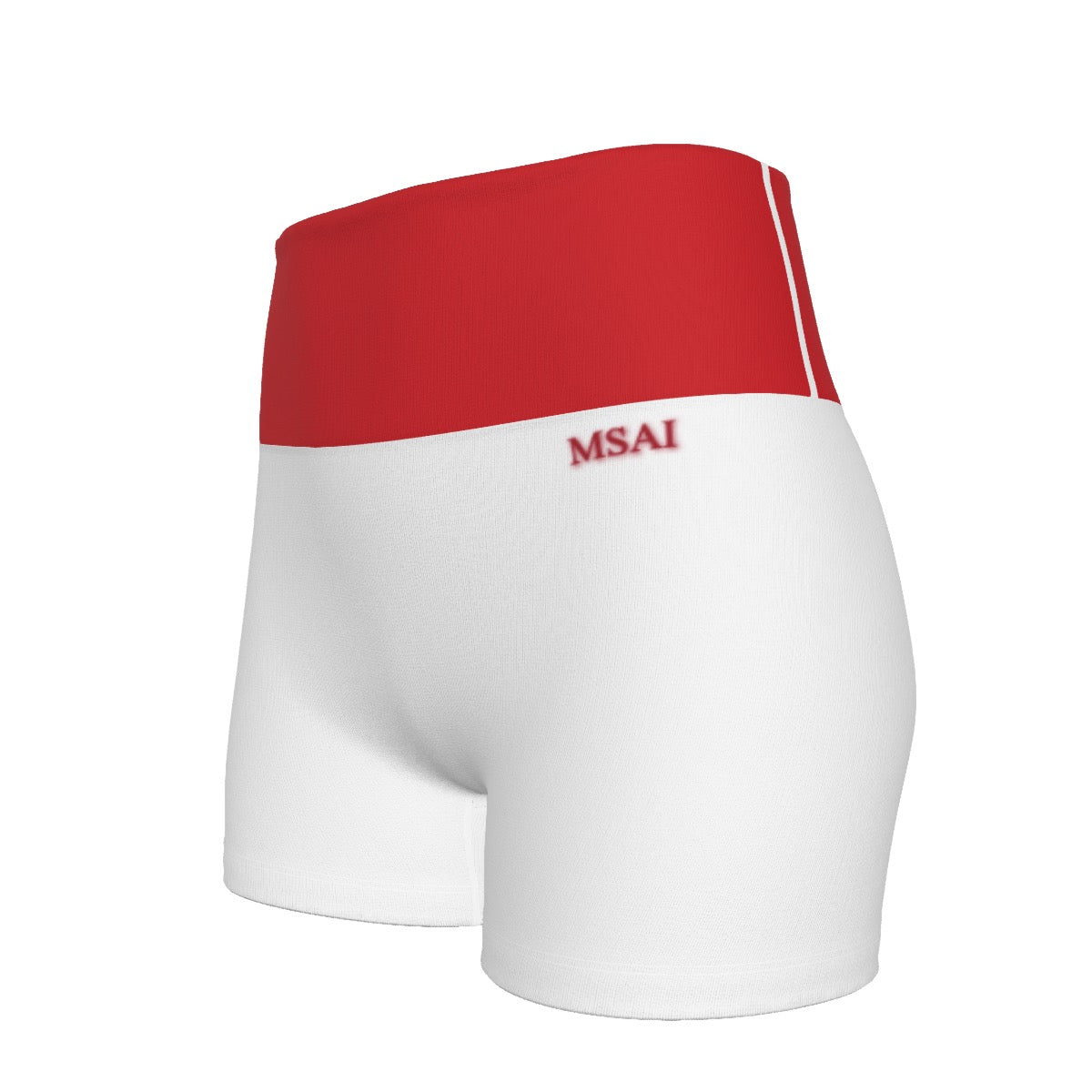 White & Red MSAI Ultra-Short Yoga Shorts