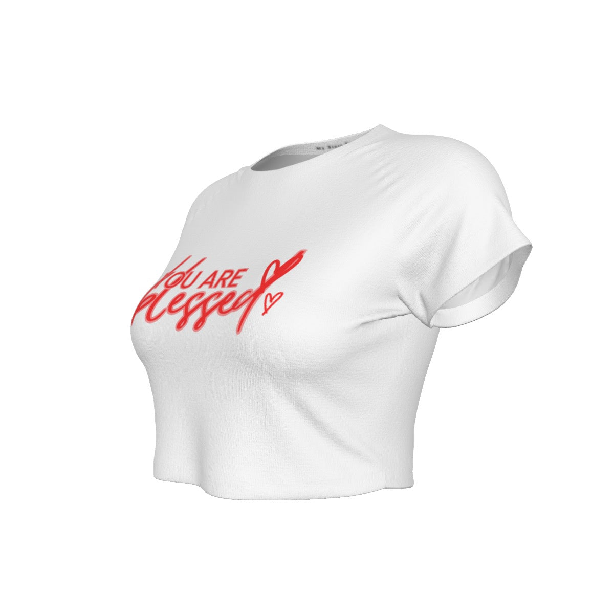 You’re Blessed Cropped Raglan Tee – Limited Edition (White Shirt with Red Design)