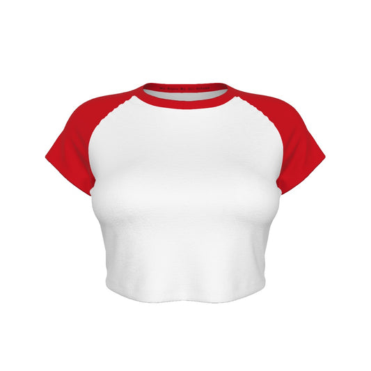 White & Red MSAI Raglan Cropped T-shirt