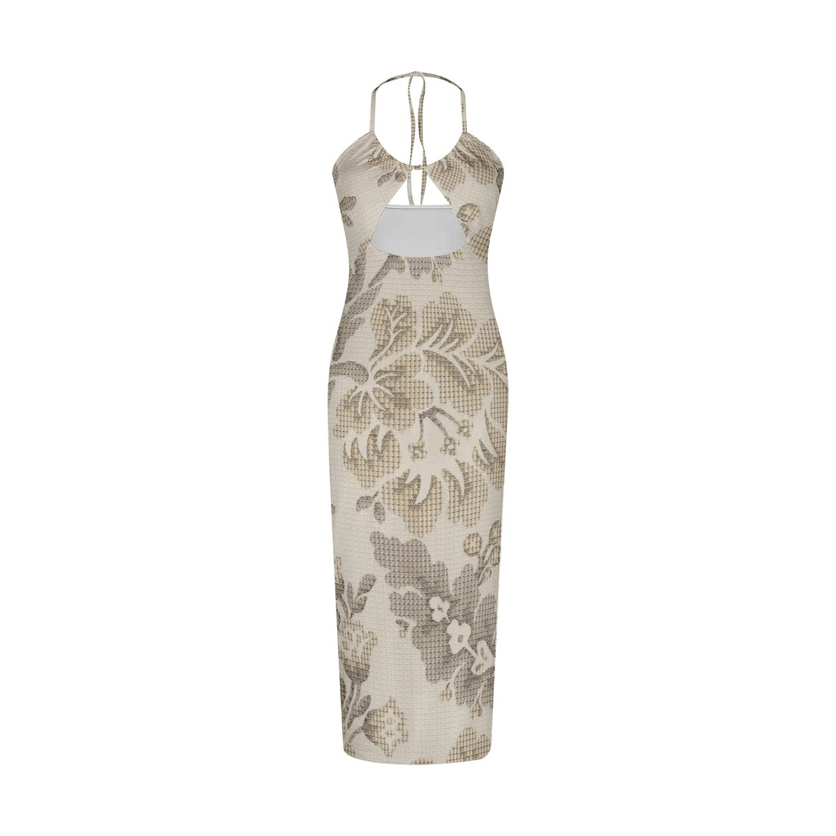 Sexy Sepia Leaf Hollow Cami Dress