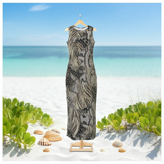 Jungle Blend Chiffon Sleeveless Beach Dress
