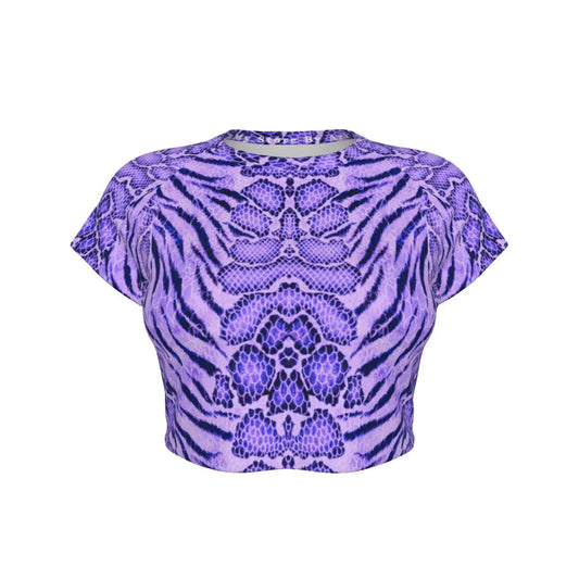 Amethyst Tiger Skin All Over Design Raglan Cropped Tee My Store By Ari Island