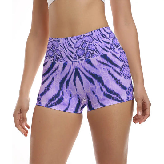 Amethyst Tiger Skin All-Over Design Ultra-Short Yoga Shorts My Store By Ari Island