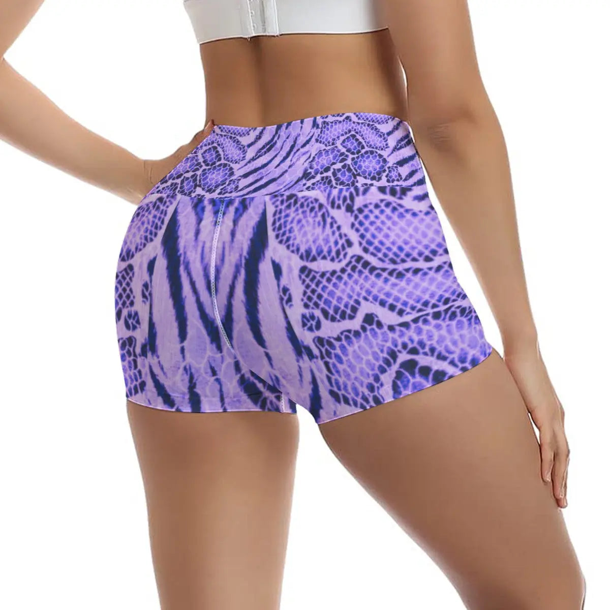 Amethyst Tiger Skin All-Over Design Ultra-Short Yoga Shorts My Store By Ari Island