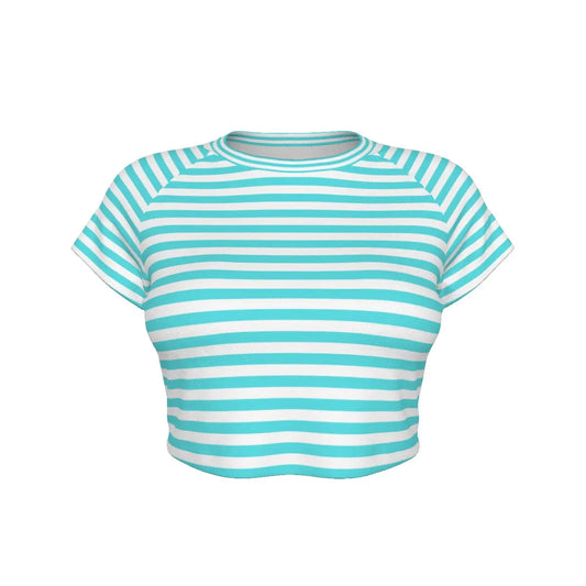 Blue Striped Raglan Cropped T-shirt My Store By Ari Island