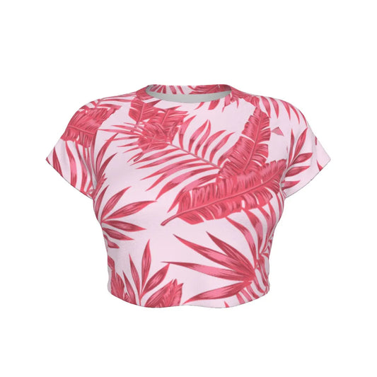 Coral Paradise Tropical Pink Leaf Raglan Cropped Tee My Store By Ari Island