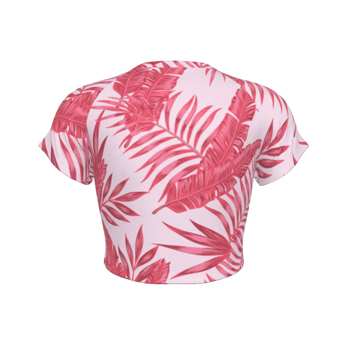 Coral Paradise Tropical Pink Leaf Raglan Cropped Tee My Store By Ari Island