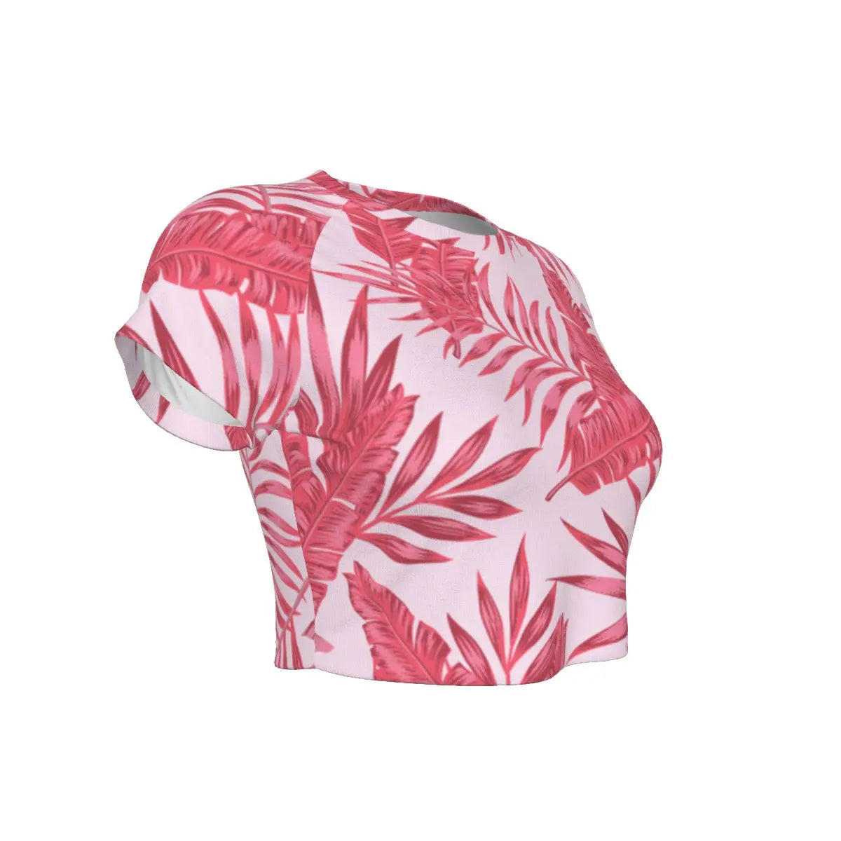 Coral Paradise Tropical Pink Leaf Raglan Cropped Tee My Store By Ari Island