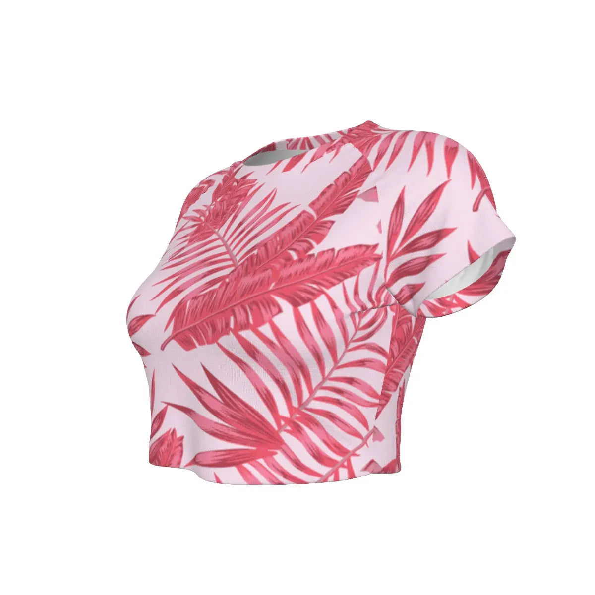 Coral Paradise Tropical Pink Leaf Raglan Cropped Tee My Store By Ari Island