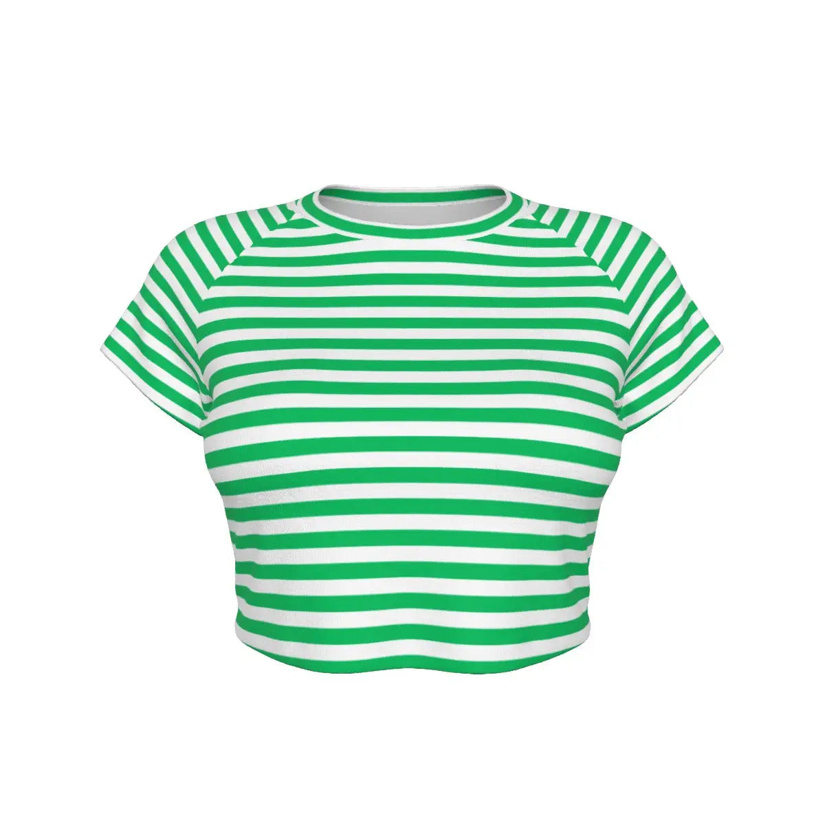 Green Striped Raglan Cropped T-shirt My Store By Ari Island