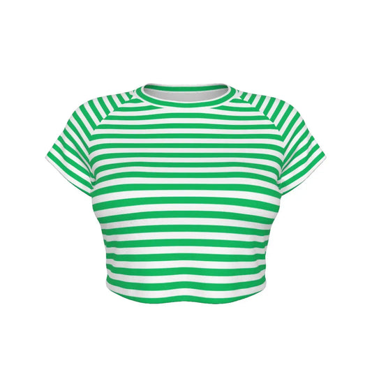 Green Striped Raglan Cropped T-shirt My Store By Ari Island