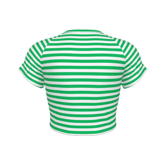 Green Striped Raglan Cropped T-shirt My Store By Ari Island