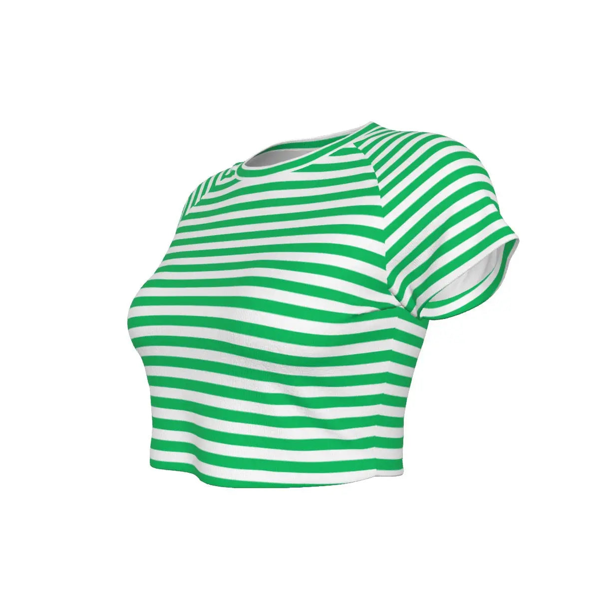 Green Striped Raglan Cropped T-shirt My Store By Ari Island