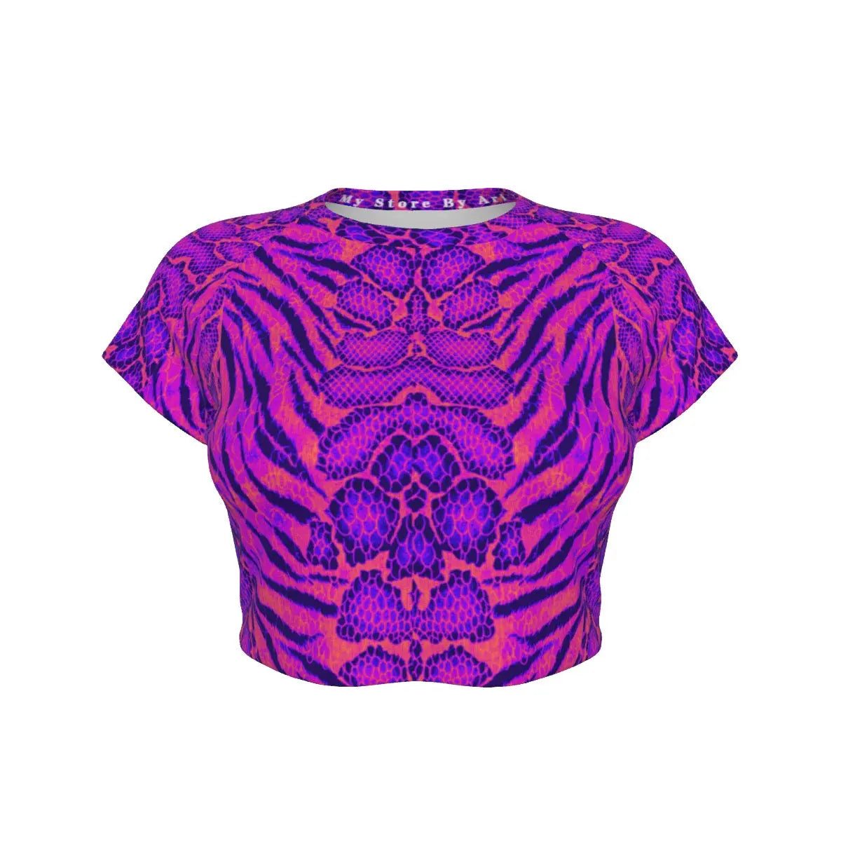 Outrun Tiger Skin All-Over Design Raglan Cropped T-shirt My Store By Ari Island