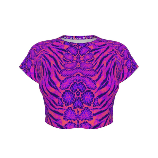 Outrun Tiger Skin All-Over Design Raglan Cropped T-shirt My Store By Ari Island