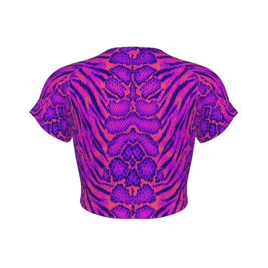 Outrun Tiger Skin All-Over Design Raglan Cropped T-shirt My Store By Ari Island