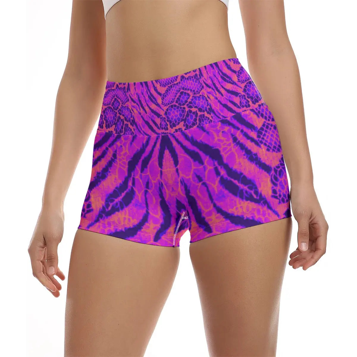 Outrun Tiger Skin All-Over Design Ultra-Short Yoga Shorts My Store By Ari Island