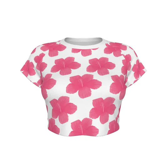 Pink Hawaiian Floral Raglan Cropped T-Shirt My Store By Ari Island