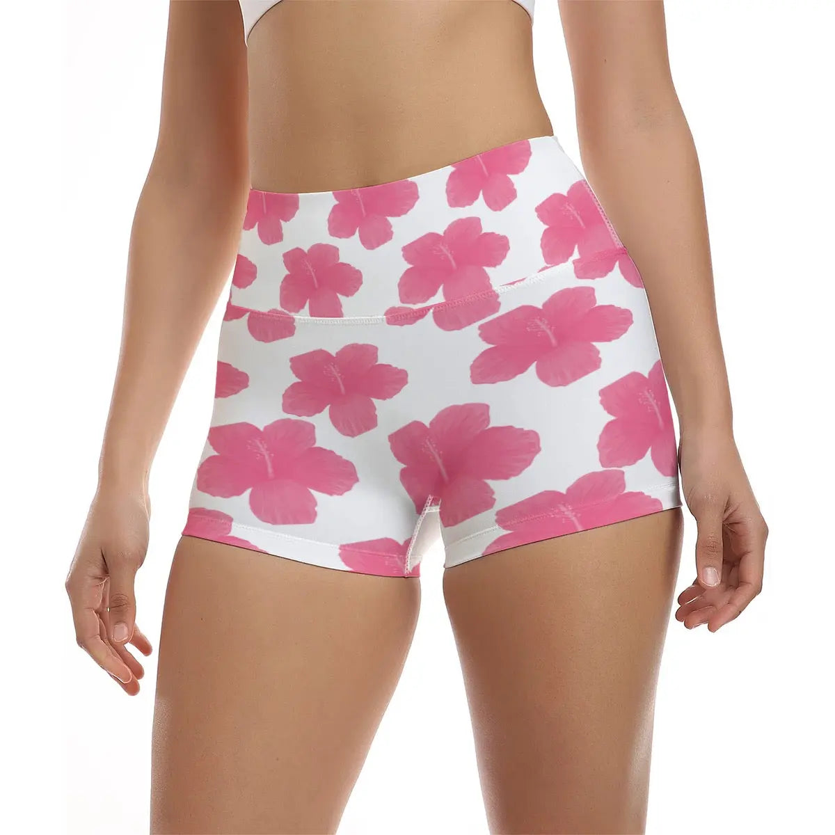 Pink Hawaiian Floral Ultra-Short Yoga Shorts My Store By Ari Island