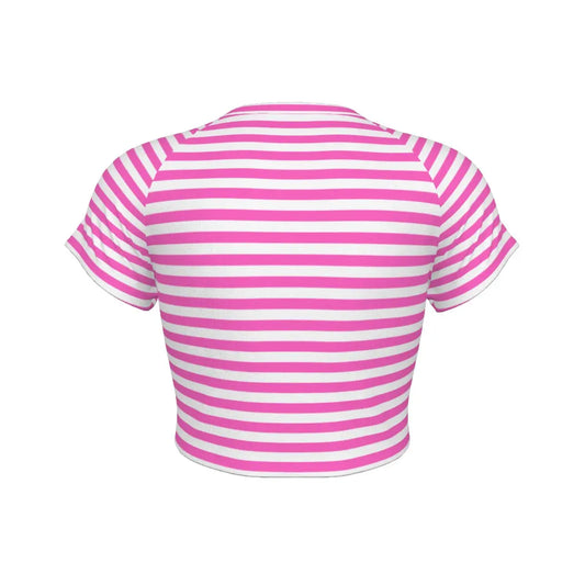 Pink Striped Raglan Cropped T-shirt My Store By Ari Island