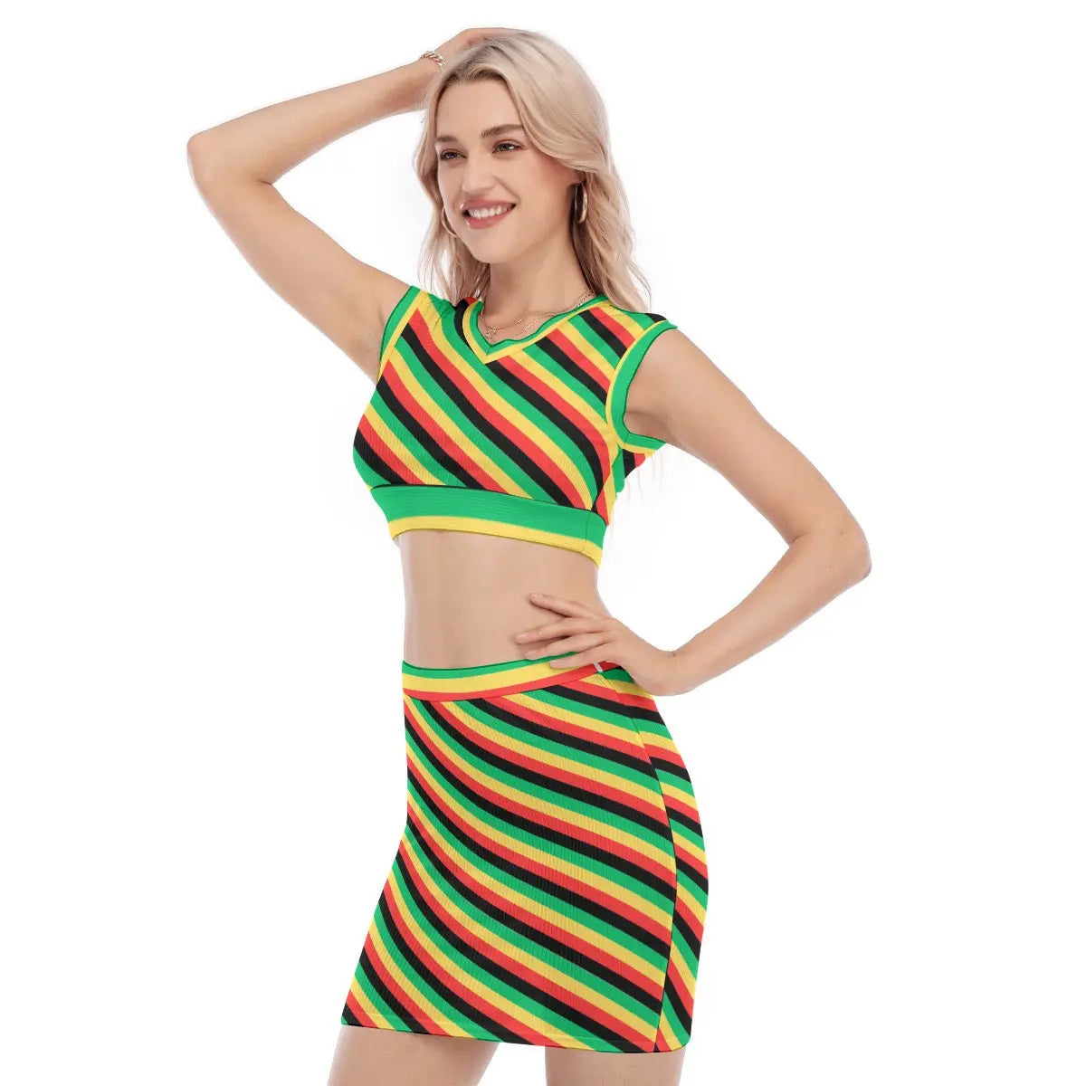 Rasta Vibes All-Over Design Vest & Skirt Suit – Bold and Unique Fashion My Store By Ari Island